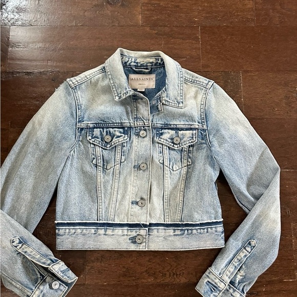 ALLSAINTS Hay Distressed Denim Jacket Blue Small EUC - Picture 12 of 15